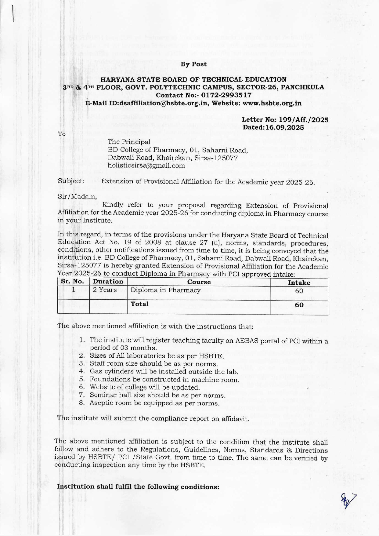University Affiliation Letter